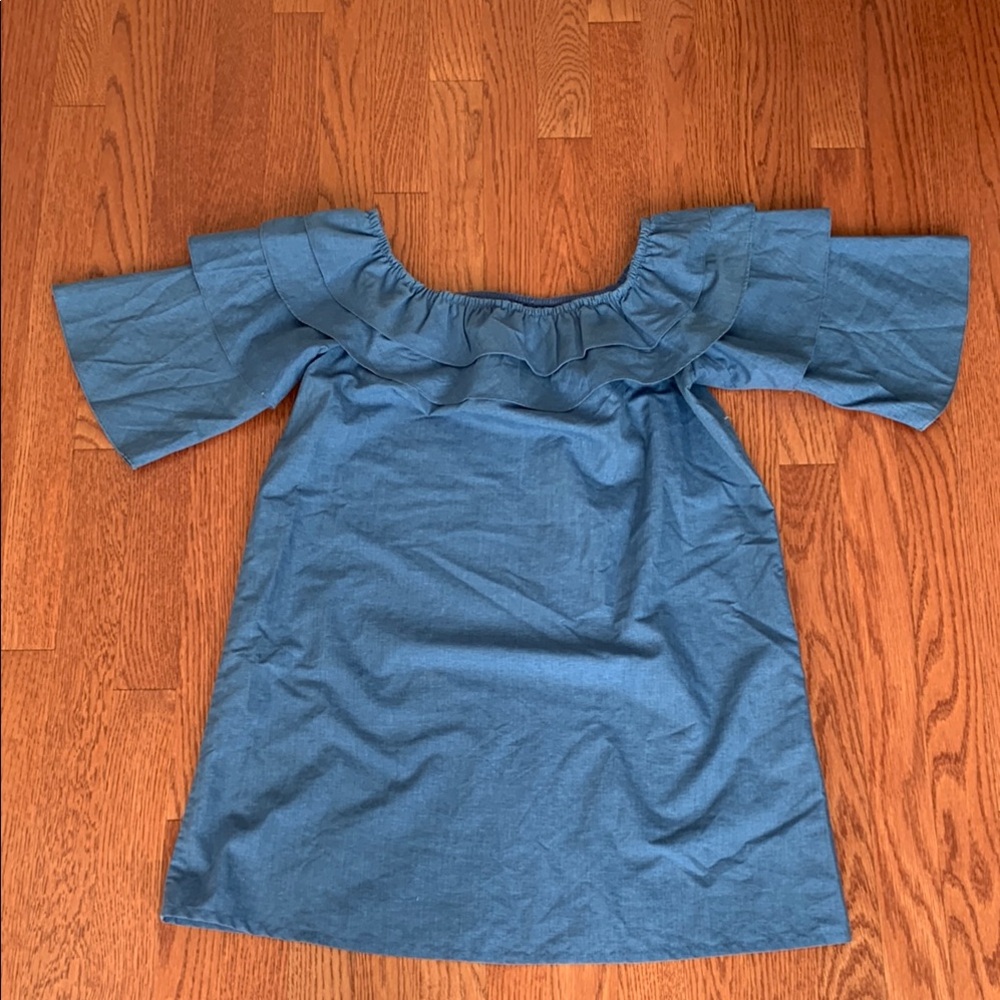 Blue Off-Shoulder Dress